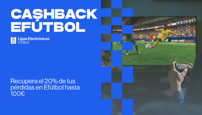 Apuesta de lunes a jueves en Efútbol de Ligas Electrónicas y recupera el 20% de tus pérdidas netas hasta 100€