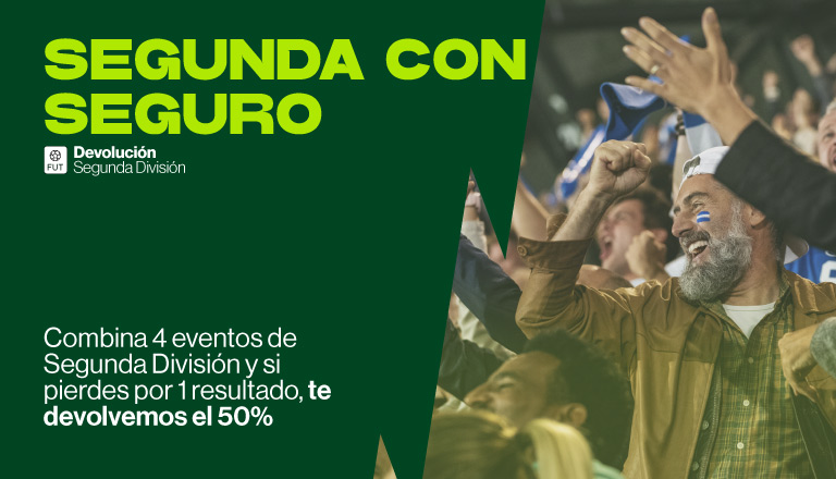 COMBINA PARTIDOS DE SEGUNDA DIVISIÓN Y EN CASO DE PERDER POR UN RESULTADO, TE DEVOLVEMOS EL 50% 