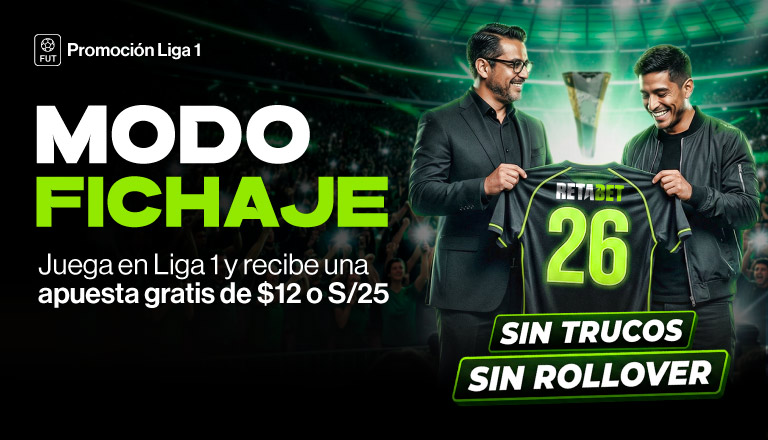 Apúntate y apuesta desde S/200 o $100 en la fecha de Liga 1. Ganes o pierdas, te regalamos una Apuesta Gratis de S/25 para jugar en otras ligas de fútbol 